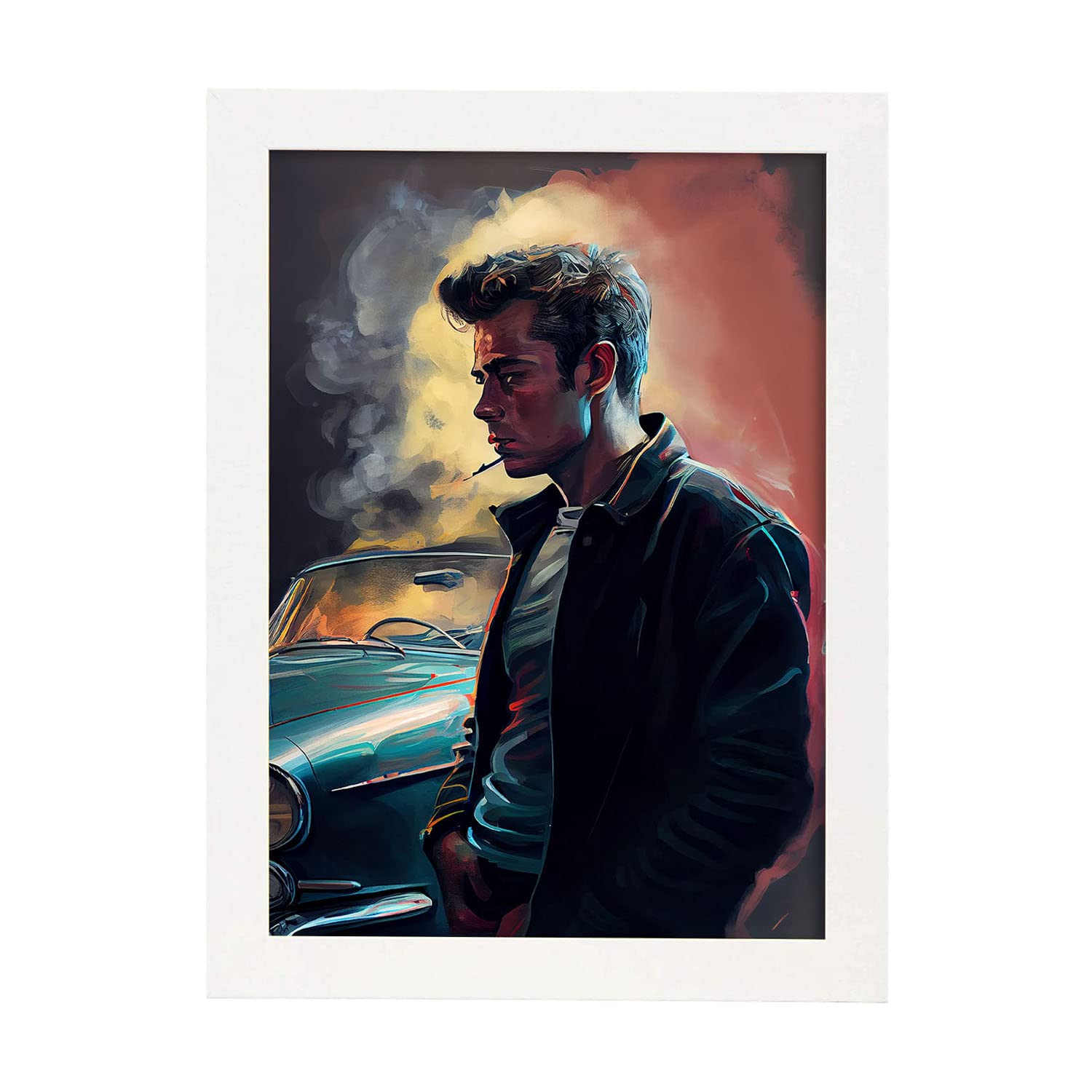 Nacnic poster de james dean en estilo retrato a todo color ilustraciones y caricaturas de personajes históricos famosos diseño y a3 marcos blancos