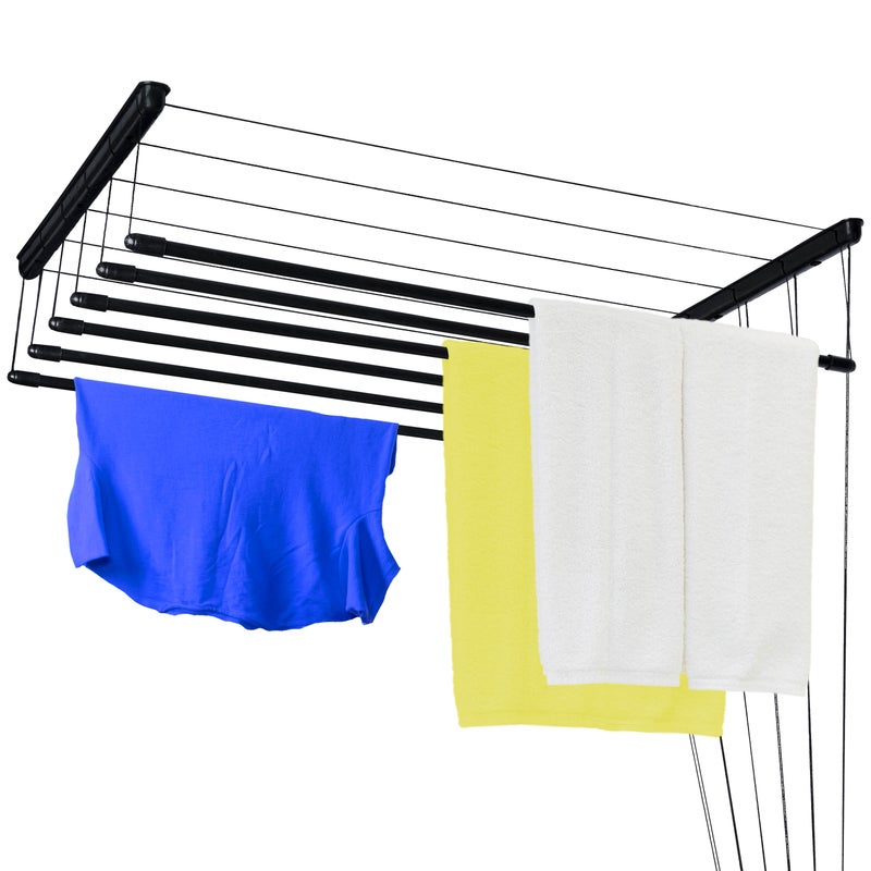 Suszarka Sufitowa Sepio 6 Prętów 150 cm Czarny