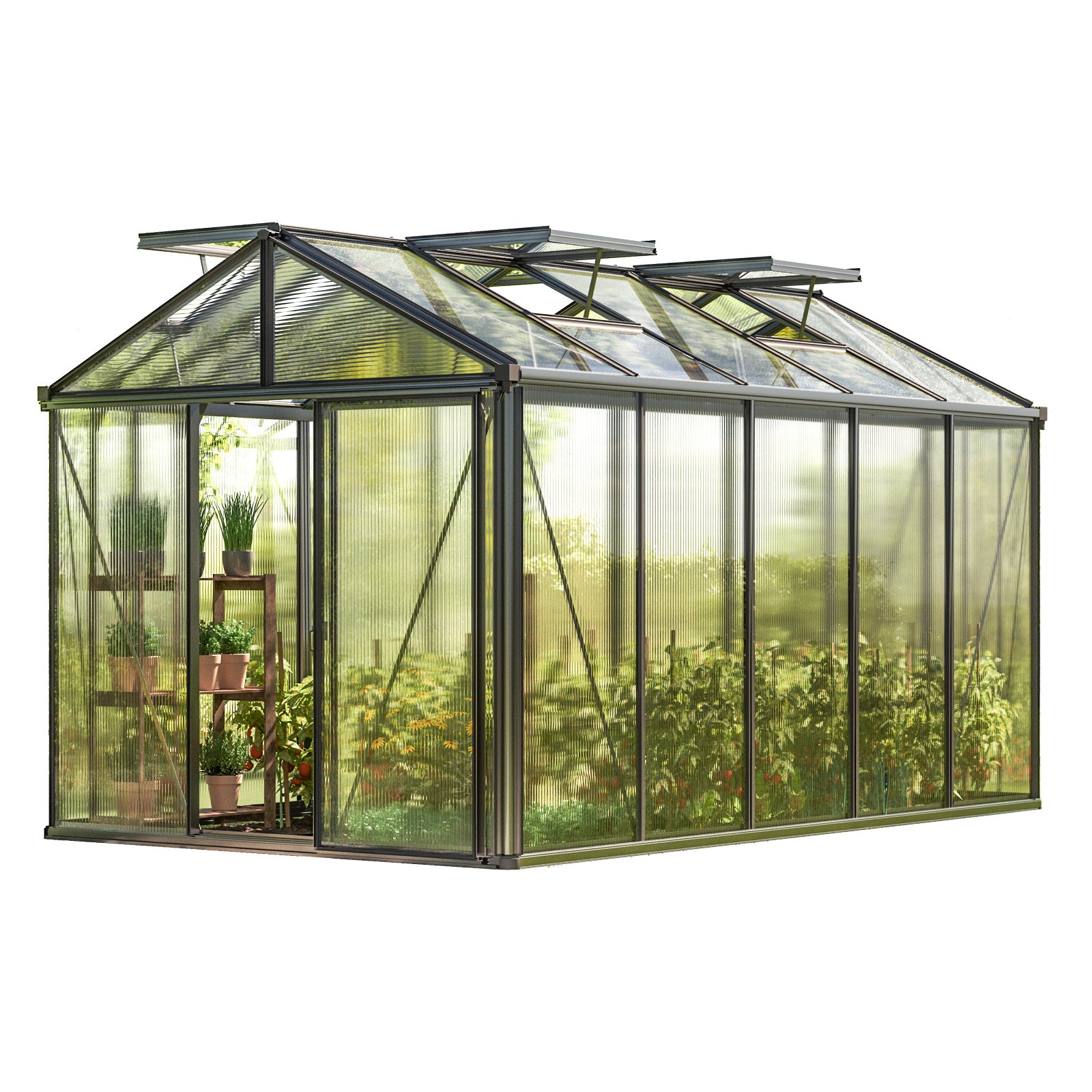 GFP szklarnia Diamas 23 Premium 235x385 cm - grube panele poliwęglanowe ok. 16 mm - kolor: antracytowy