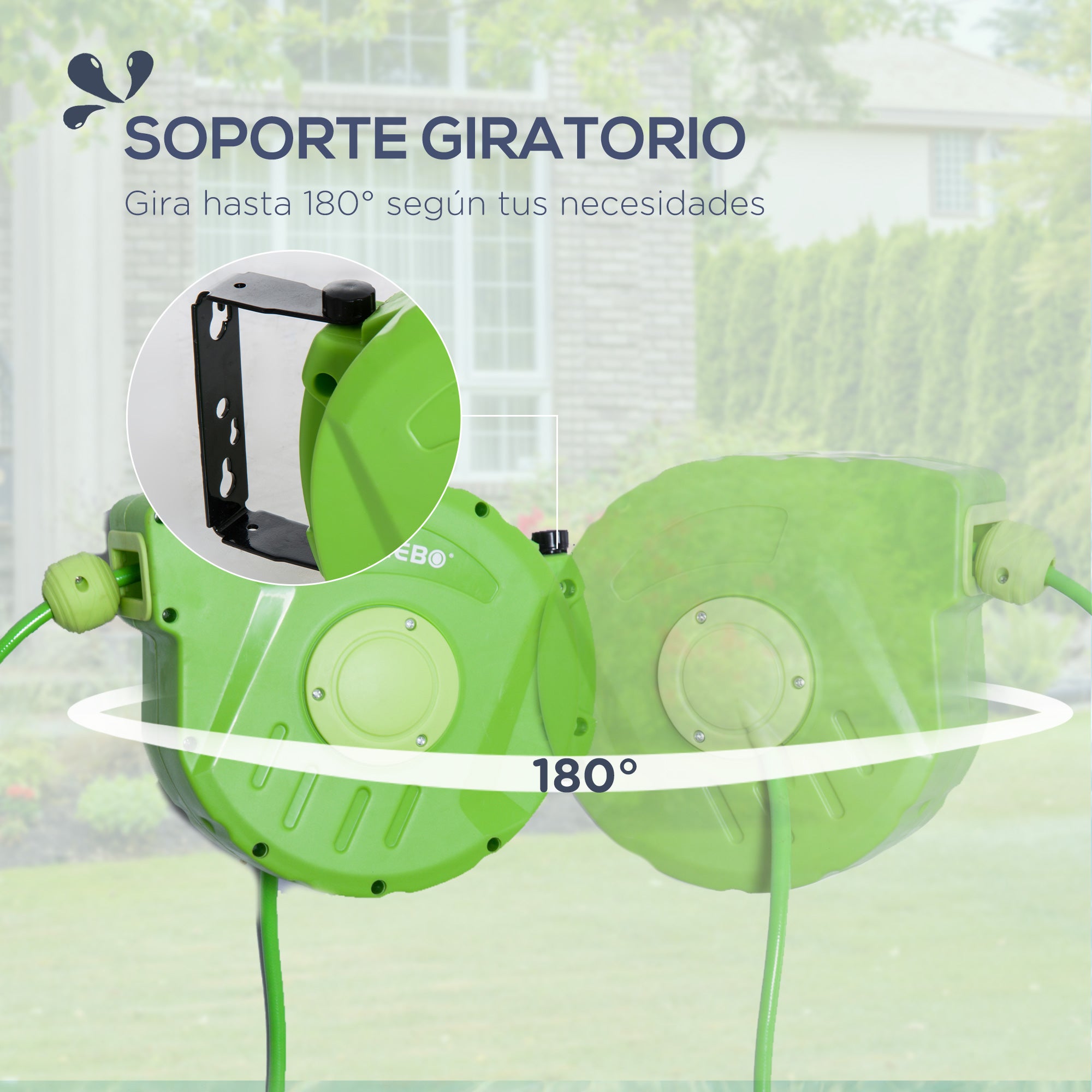 Carrete Outsunny verde base de pared 35,5x11,5x27,5 cm - 4