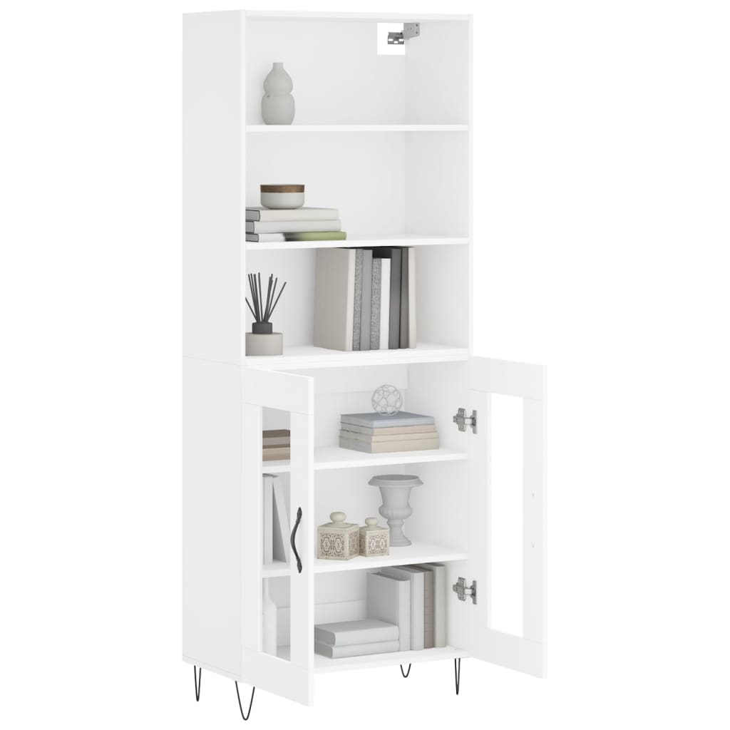 Buffet haut Blanc 69,5x34x180 Bois d'ingénierie - 3