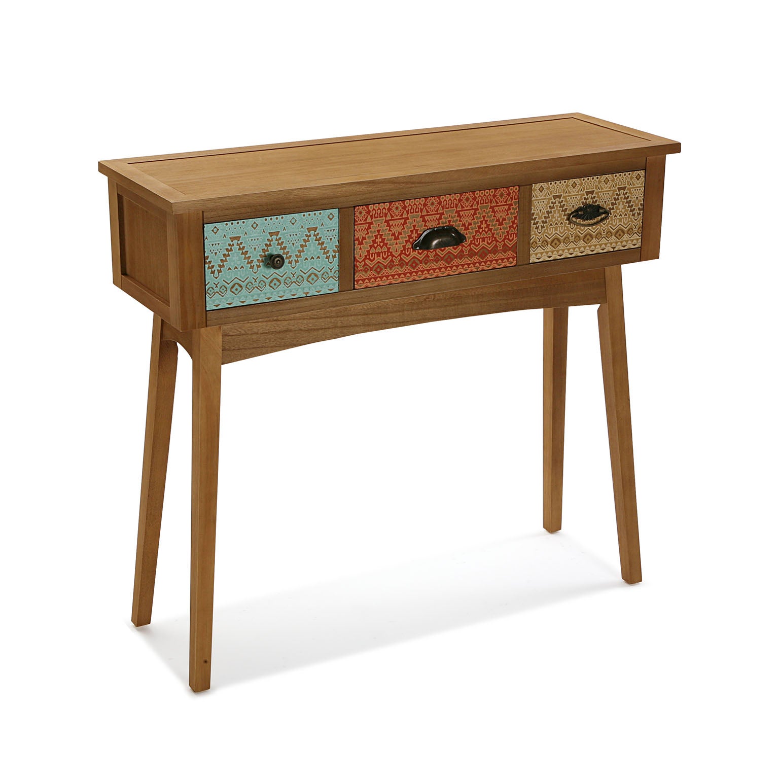 Versa Bourne Consolle ingresso, Tavolo Consolle, Tavolino Ingresso, Tavolo salotto, con 3 cajones, Misure (A x L x l) 80,5 x 30 x 90 cm, Legno, Colore Bianco