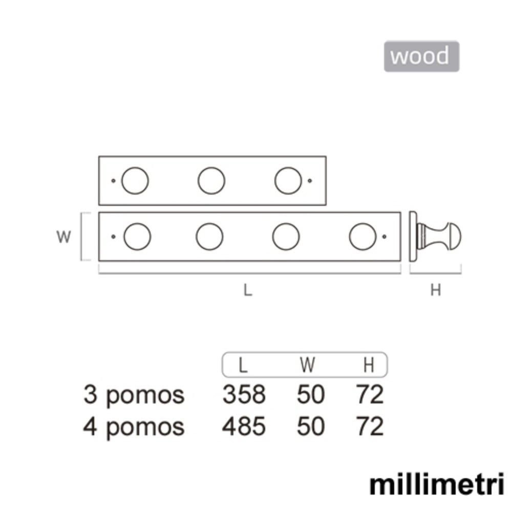 Portemanteau Patère mur 4 boutons bois pin décapé blanc 485 X 50 X 72 MM - 5