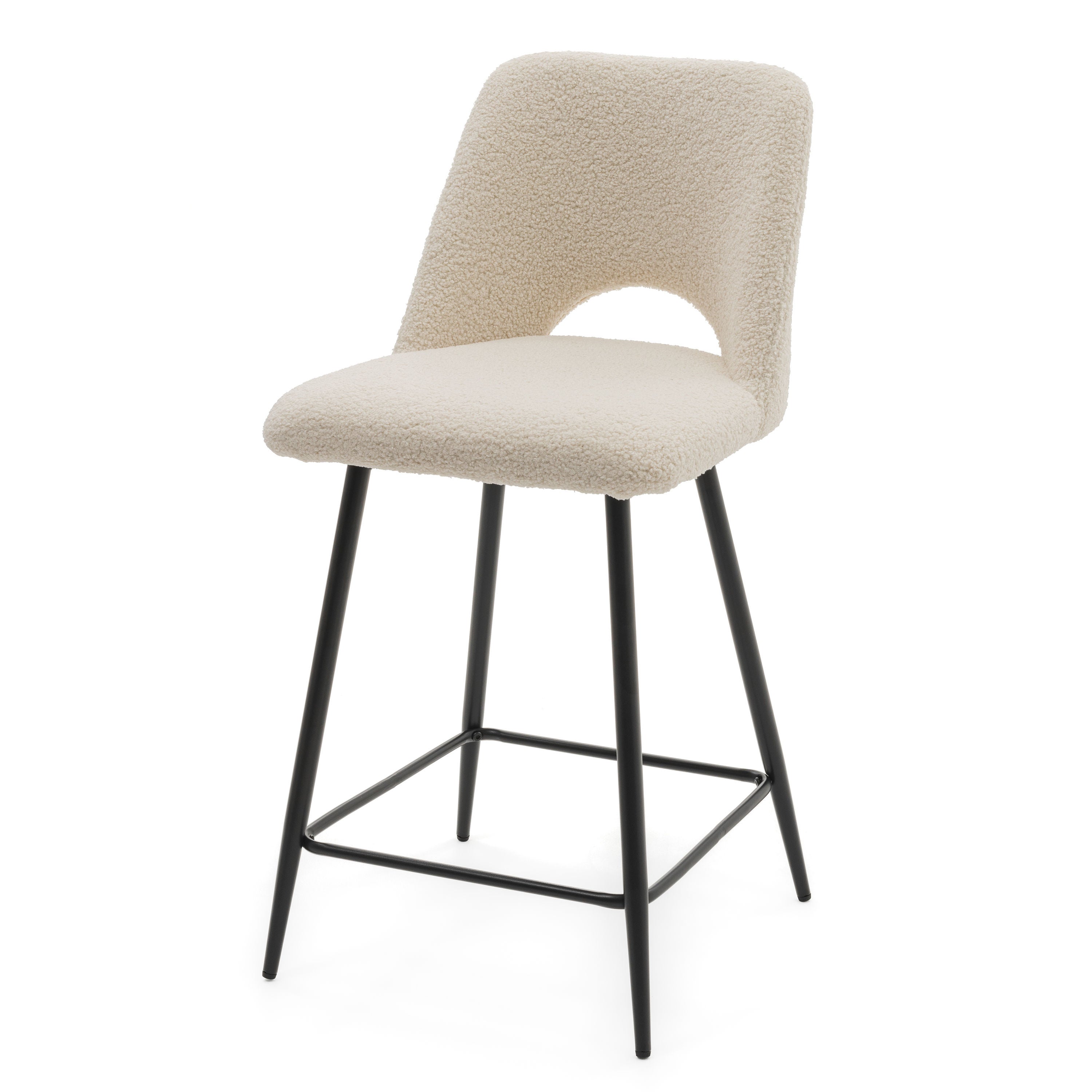 Hoker tapicerowany boucle teddy do salonu jadalni barowy ORO jasnobeżowy ecru - 4