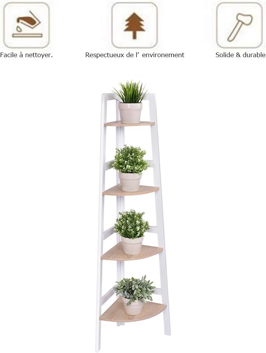Estantería Esquinera Madera Estante Plantas para Toalla Libros Baño Almacenamiento - 3