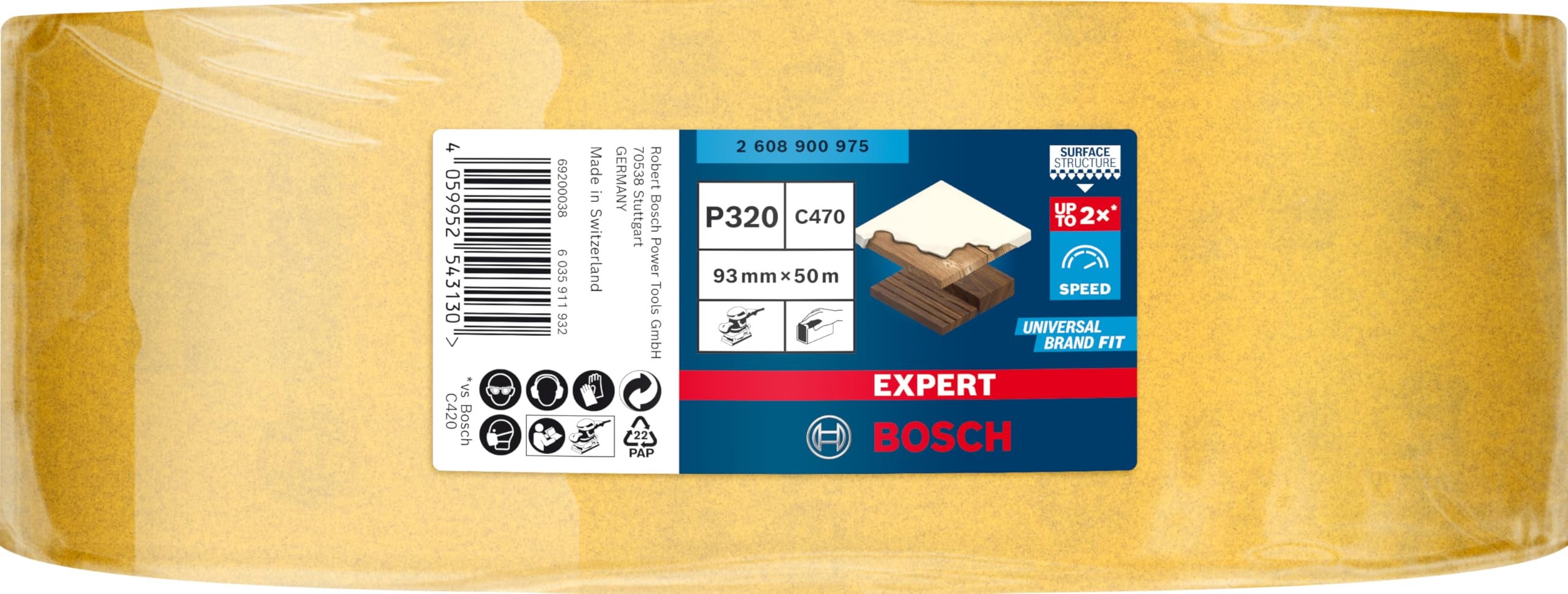 Bosch Accessories 1x Carta abrasiva in rotoli Expert C470 (per Legno duro, Vernice su legno, Larghezza 93 mm, Lunghezza 50 m, Grana 320, accessorio Le - 9