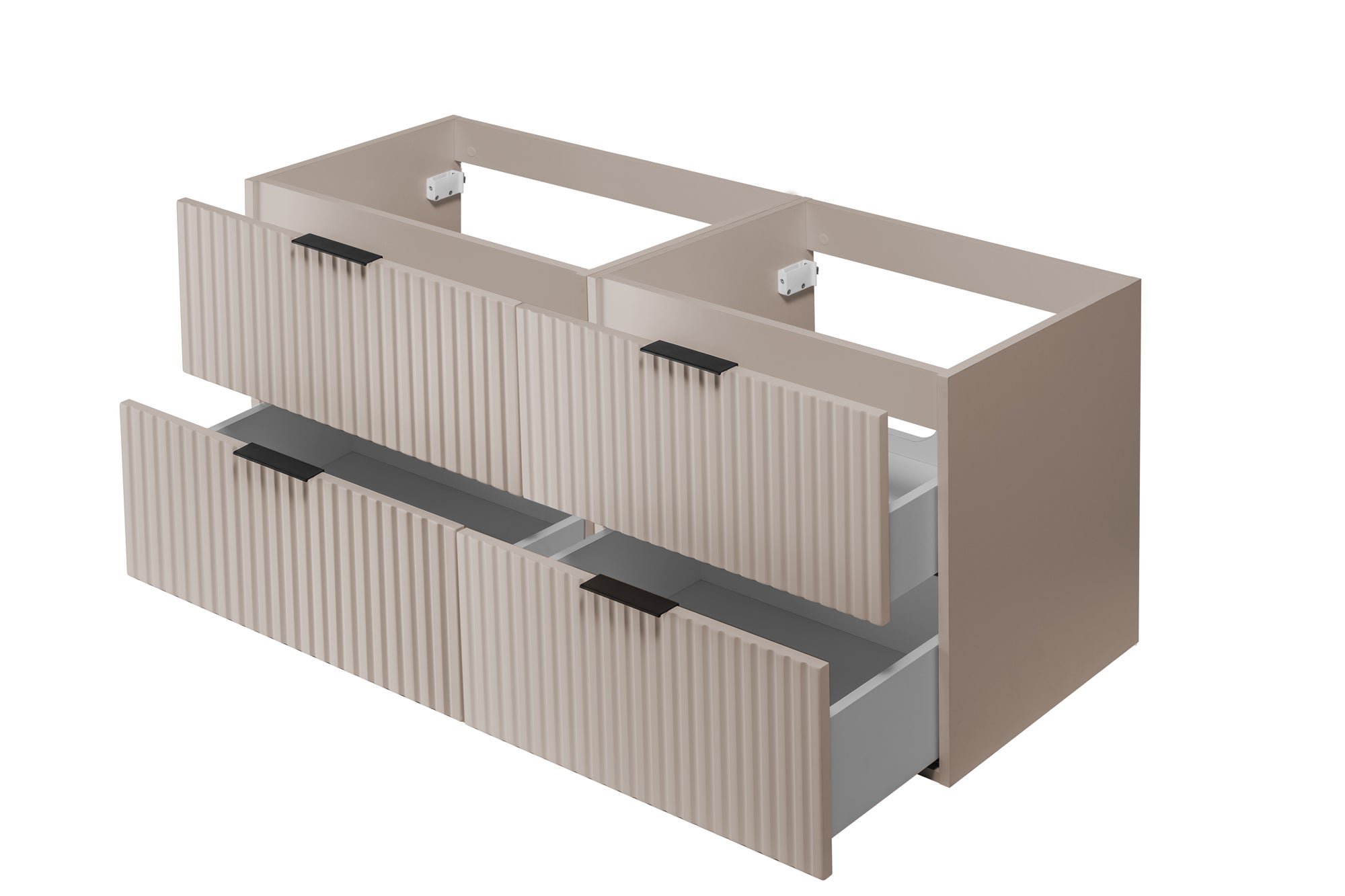 Szafka łazienkowa FLOW 160 cm kaszmir z regałami blat ryflowany front - 3
