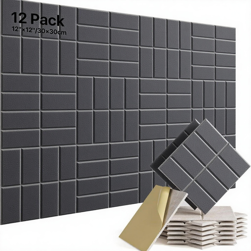 12 sztuk paneli tłumiących dźwięk, gęsta pianka tłumiąca dźwięk, panele autocelujące do ścian, drzwi, sufitu, biur domowych