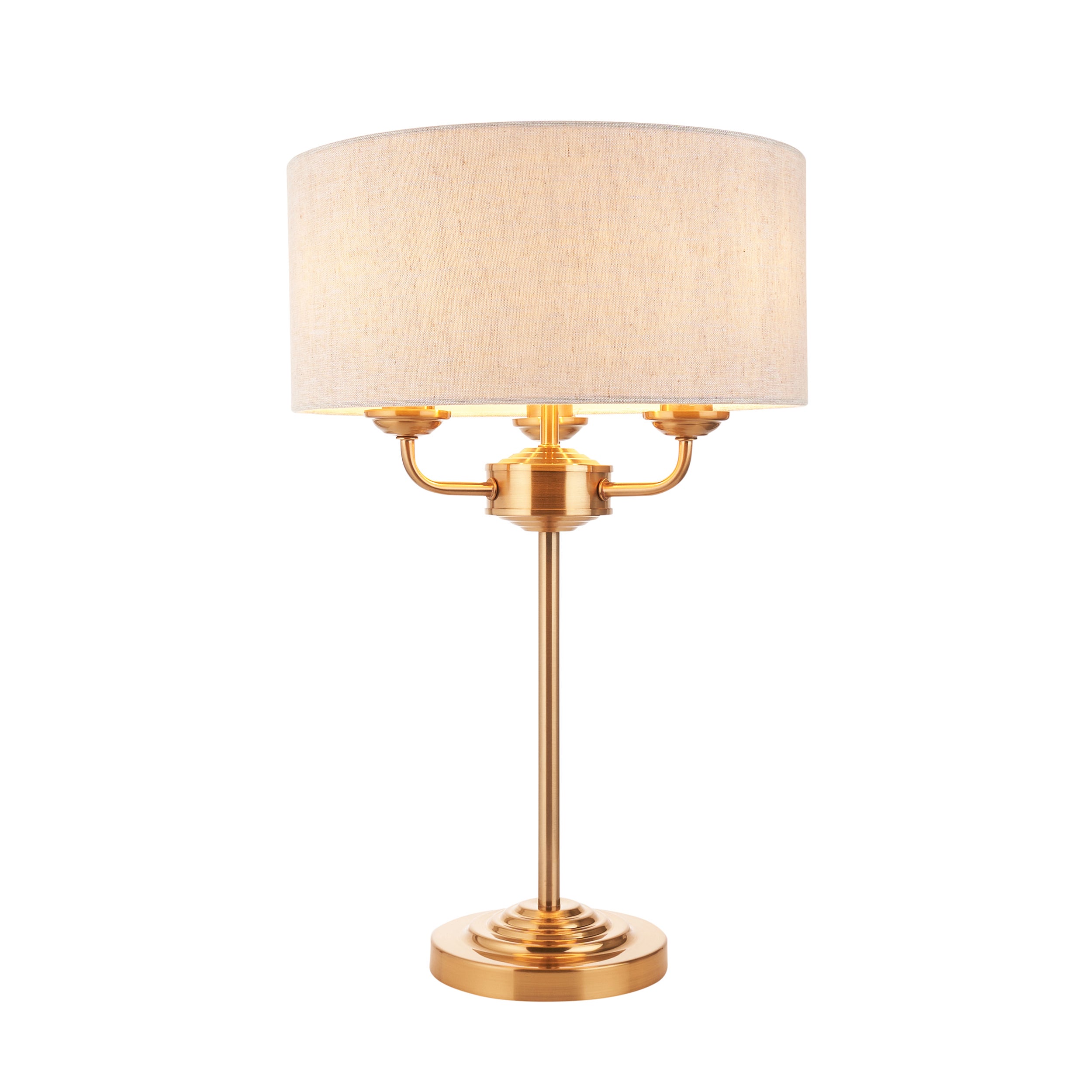 Lampa stołowa z abażurem HIGHCLERE vintage mosiężna 3xE14x7W metal wym:50x32x32cm IP20 Endon