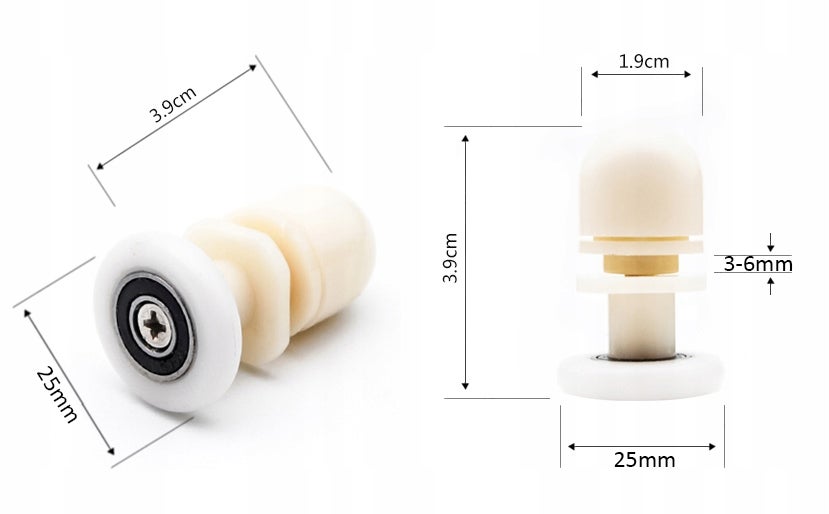 ZESTAW ROLEK DO KABINY PRYSZNICOWEJ KABI 8 SZT. ROLKA KÓŁKA NASTAWNE 25MM - 3