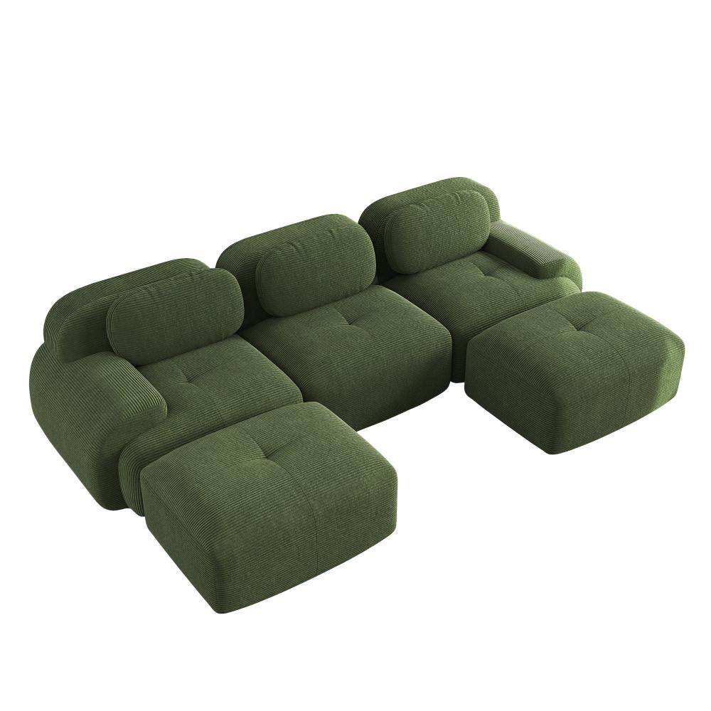Canapé modulaire en U en tissu côtelé premium, sans montage, antidérapant, adapté aux animaux, rembourrage 32D,chambre et bureau - 5