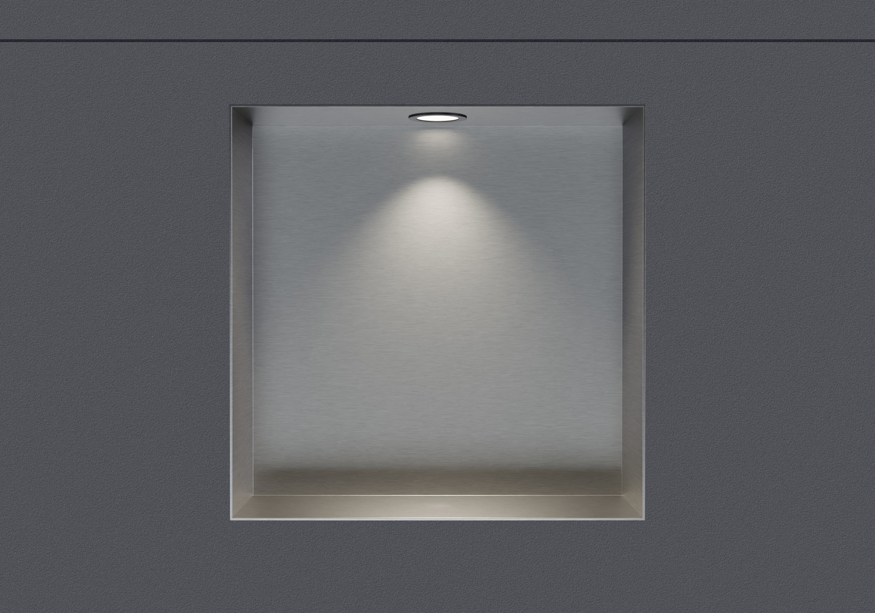 BERNSTEIN - Nicchia doccia in acciaio inox + faretto LED, ripiano integrato NT303010X - 30x30x10cm (AxLxP) - Acciaio spazzolato, 1x faretto nera opaca | Leroy Merlin BERNSTEIN - Nicchia doccia in acciaio inox + faretto LED, ripiano integrato NT303010X - 30x30x10cm (AxLxP) - Acciaio spazzolato, 1x faretto nera opaca | Leroy Merlin