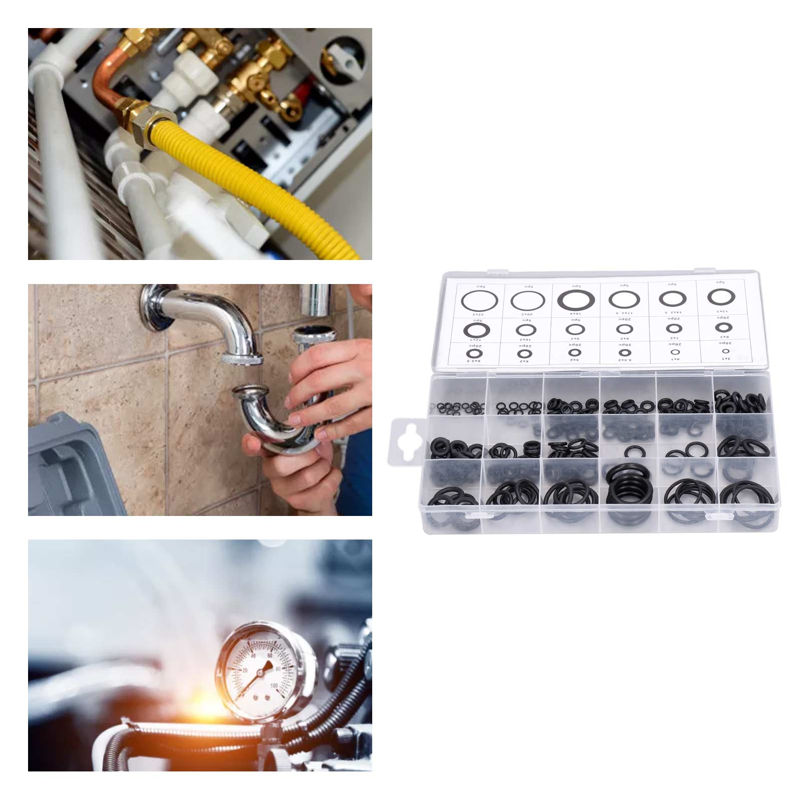 Kit 225 anéis de vedação em borracha, resistentes, para carros, eletrônica, bicicletas, ferramentas, com caixa organizadora - 5