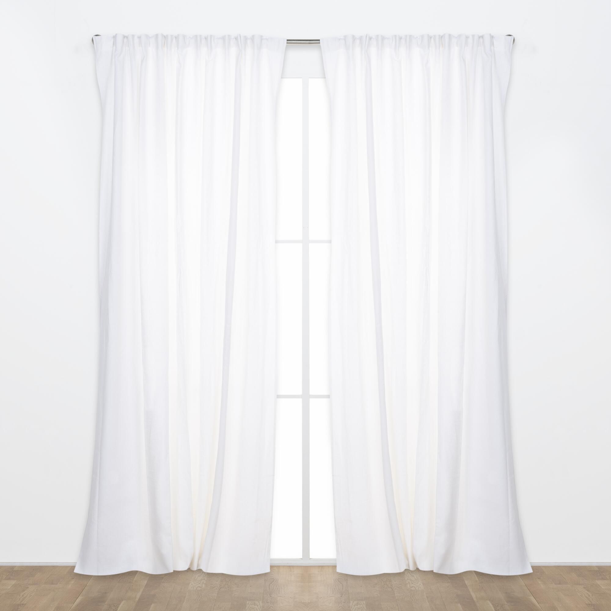 Zasłona Alma, len gładki śnieżnobiały, 200x280cm