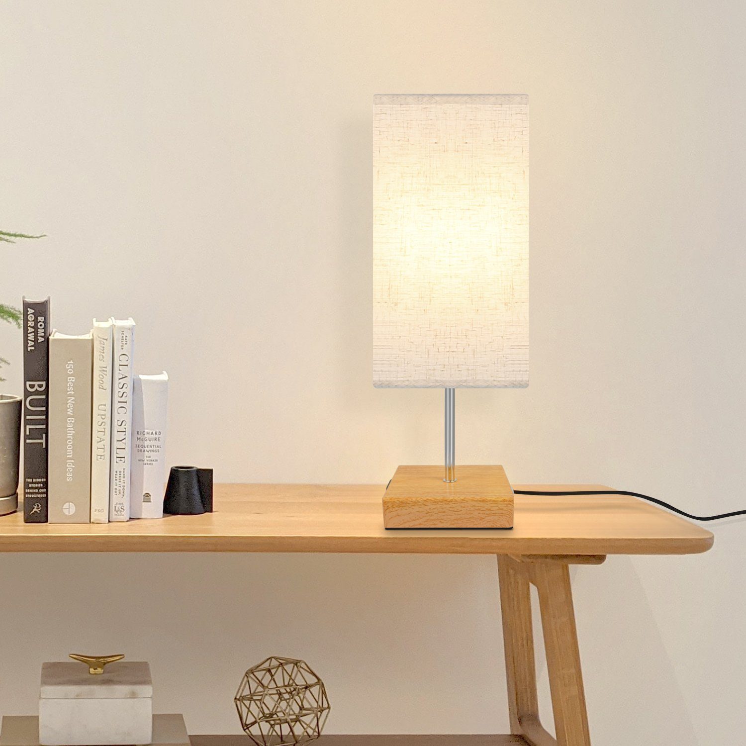 NETTLIFE Lámpara de Mesa Táctil Regulable USB E27 Vintage con Función de Carga con Puerto de Carga USB y Tipo C sin Bombilla - 7