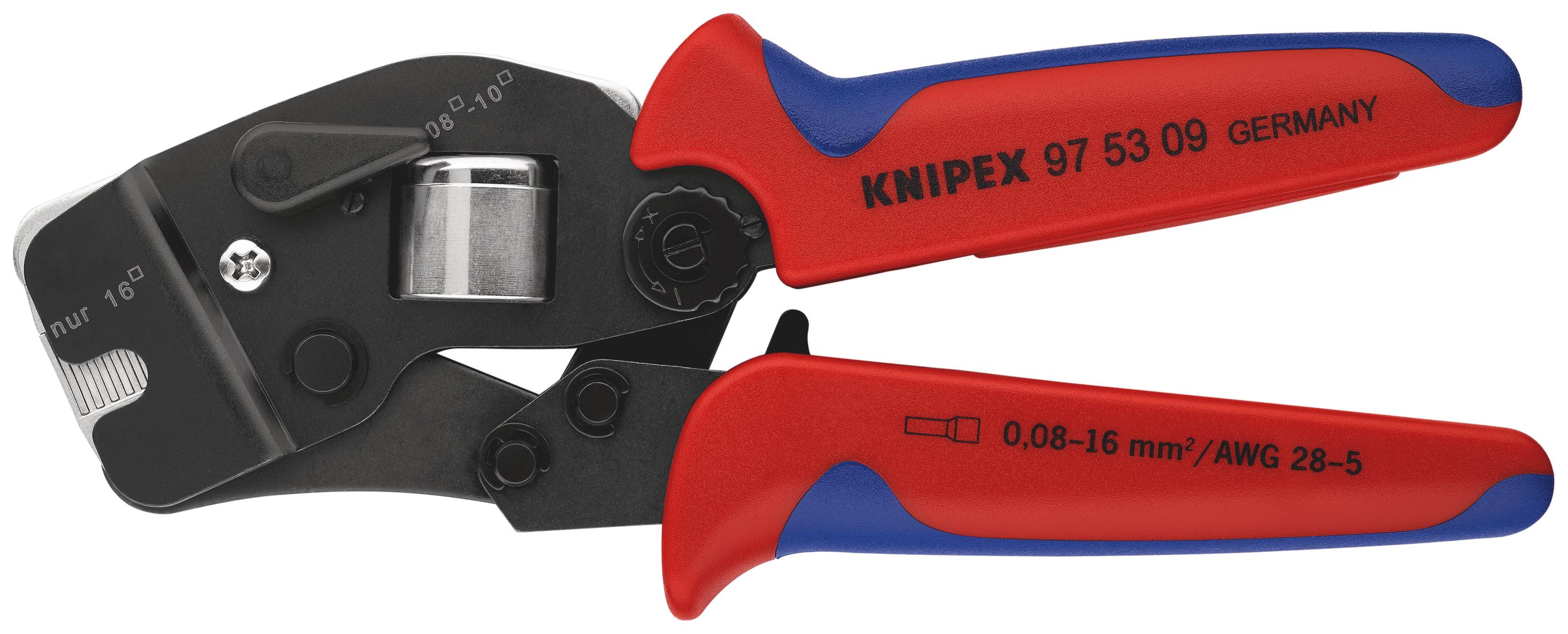 Zaciskarka do końcówek KNIPEX model Selbsteinst. Crimpzange do 10 mm² niebieska i czerwona
