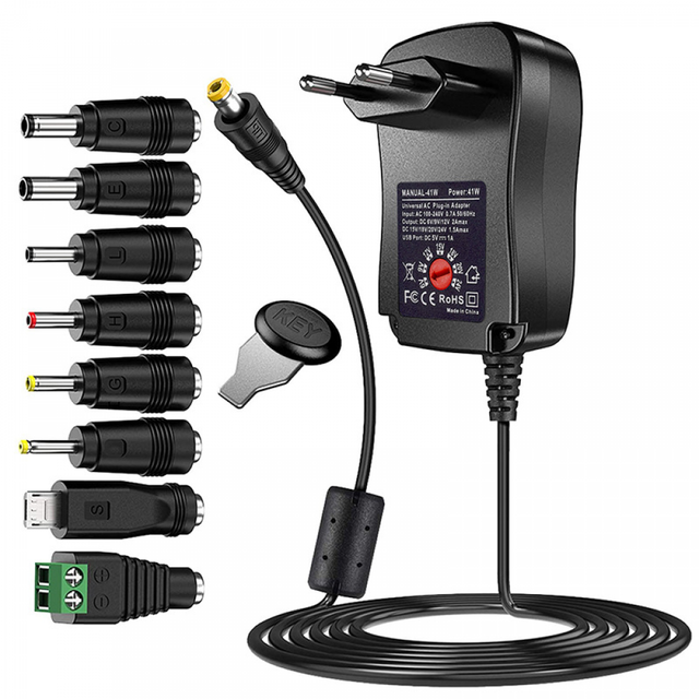 Adaptateur Universel 12W – 3V à 12V, 1A, Avec 8 Connecteurs + USB