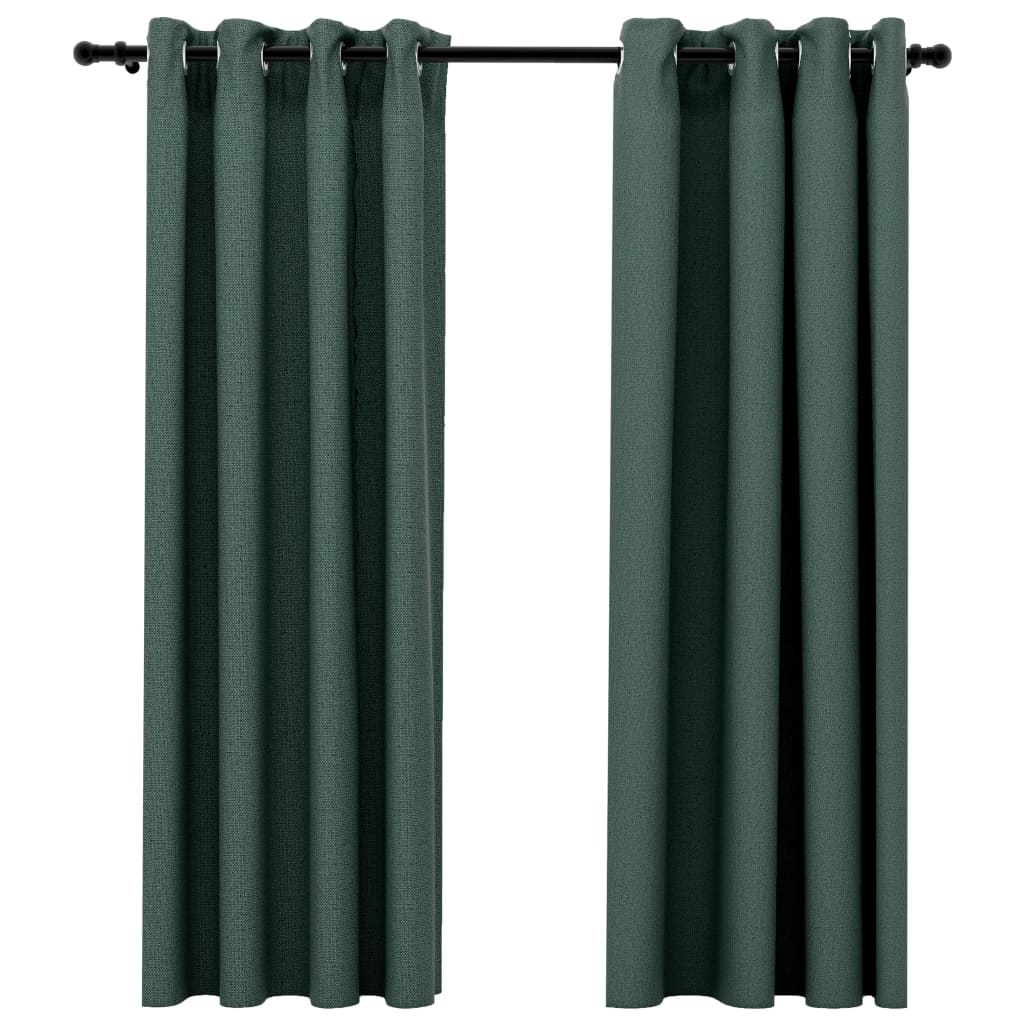 2 piezas cortinas opacas | cortinas oscurantes con ojales look de lino verde 140x175 cm cfw31292