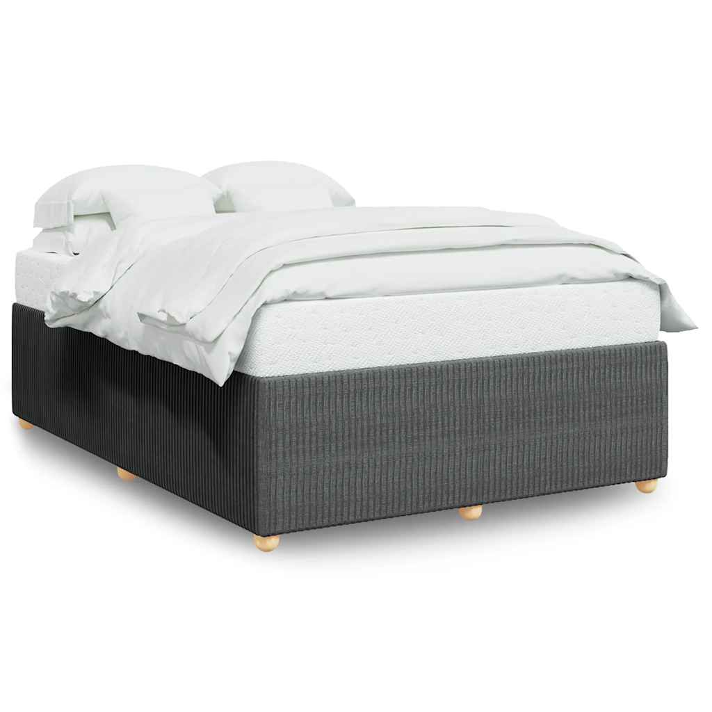 Cadre de lit sans matelas, tissu, gris foncé, pour la chambre, 160 × 200 cm - 2
