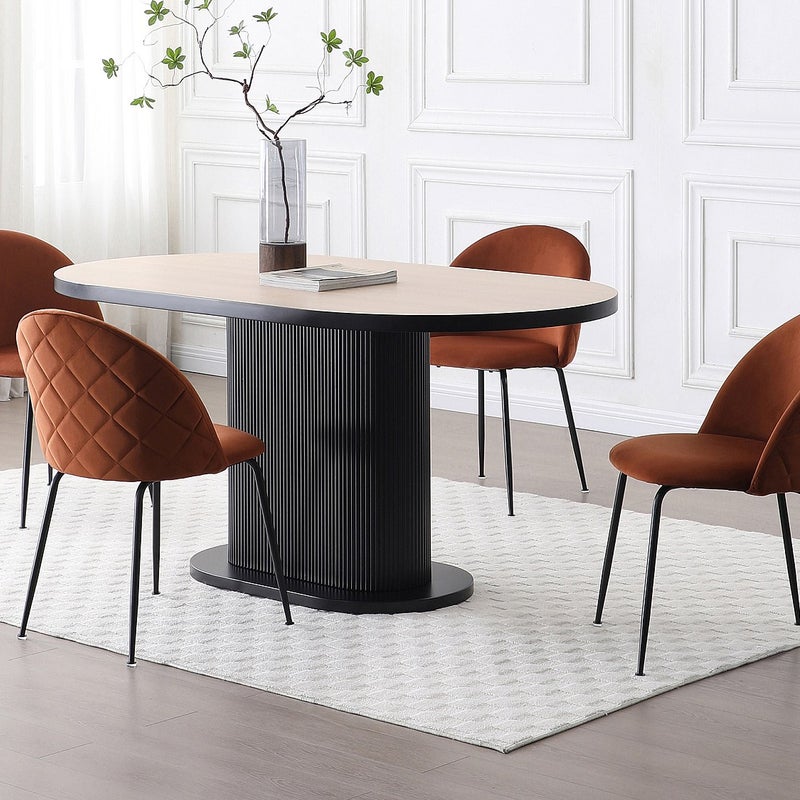 Zestaw 6 krzeseł z weluru i czarnej stali nierdzewnej - Terakota - MELBOURNE