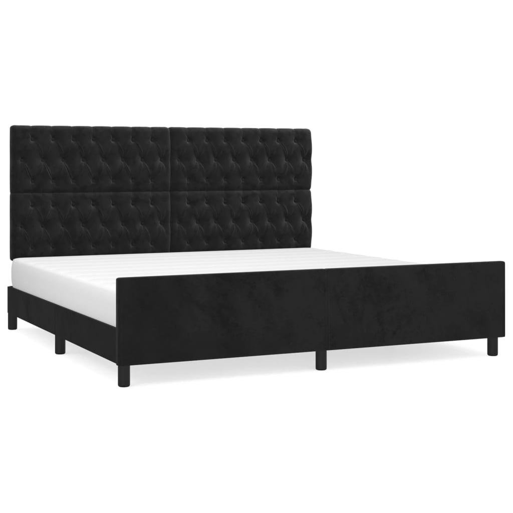 Cadre de lit sans matelas noir 200 x 200 cm en velours - 2