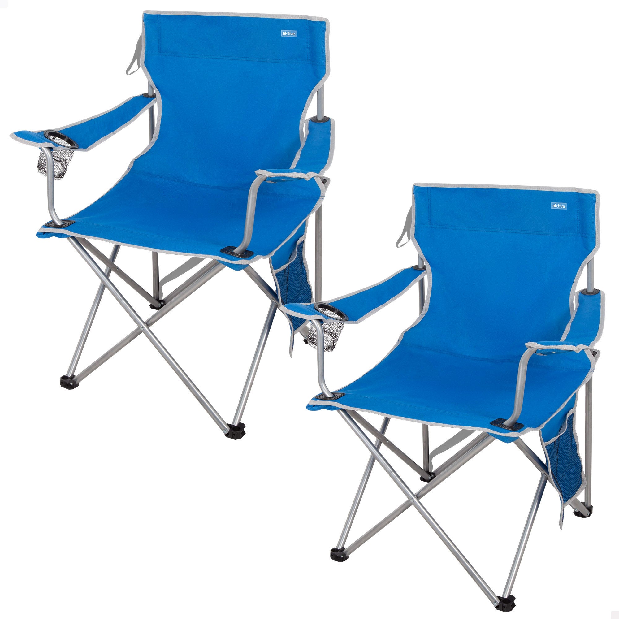 Pack 2 sillas camping alto fijas 47x46x80 cm azul