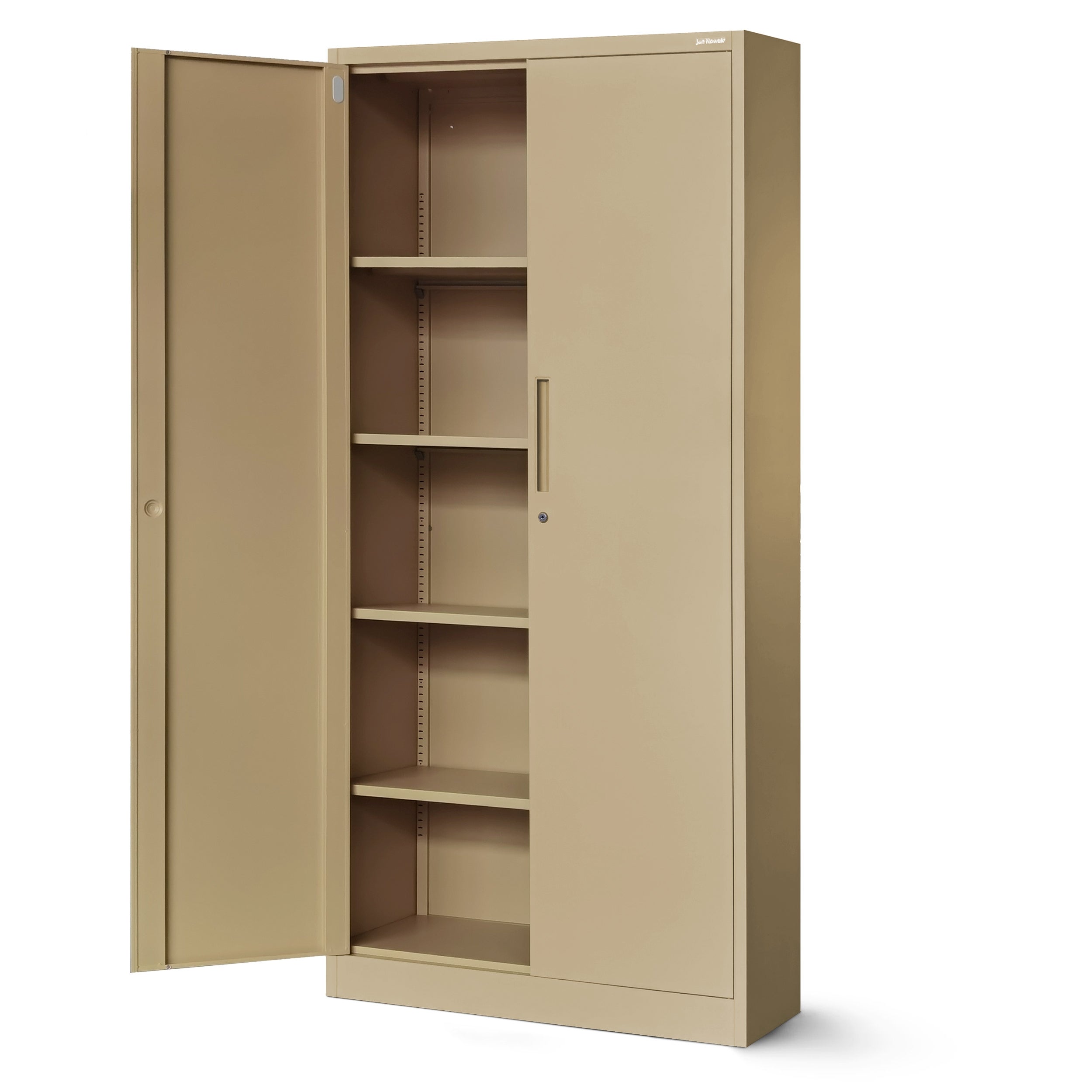 Armoire de Bureau de Rangement Métallique 4 étagères réglables 195 cm x 90 cm x 40 cm Beige pastel - 2