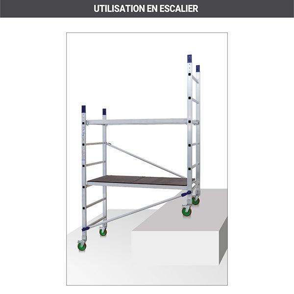 Echafaudage roulant alu - Hauteur de travail maximale de 3.00m. - AL205 - 3