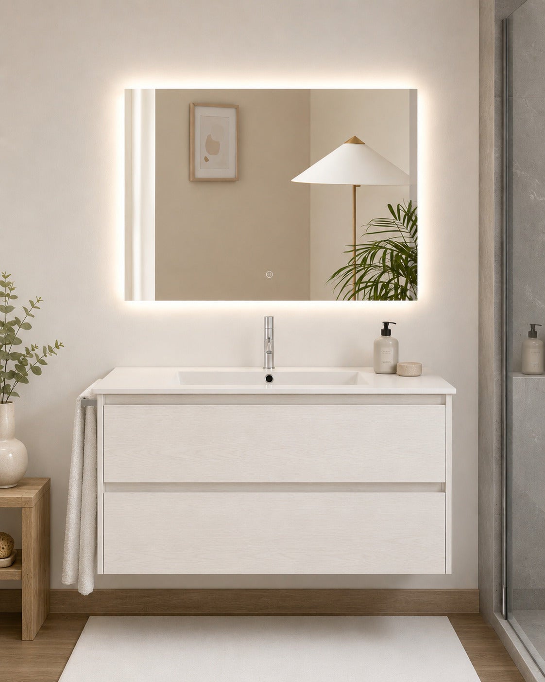 Mobilier de baie cu lavoar ORIGENBATH IBIZA fără oglindă 100x45 cm alb nordic