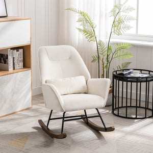 Fauteuil rembourré en suédine beige avec soutien lombaire et fauteuil d'allaitement