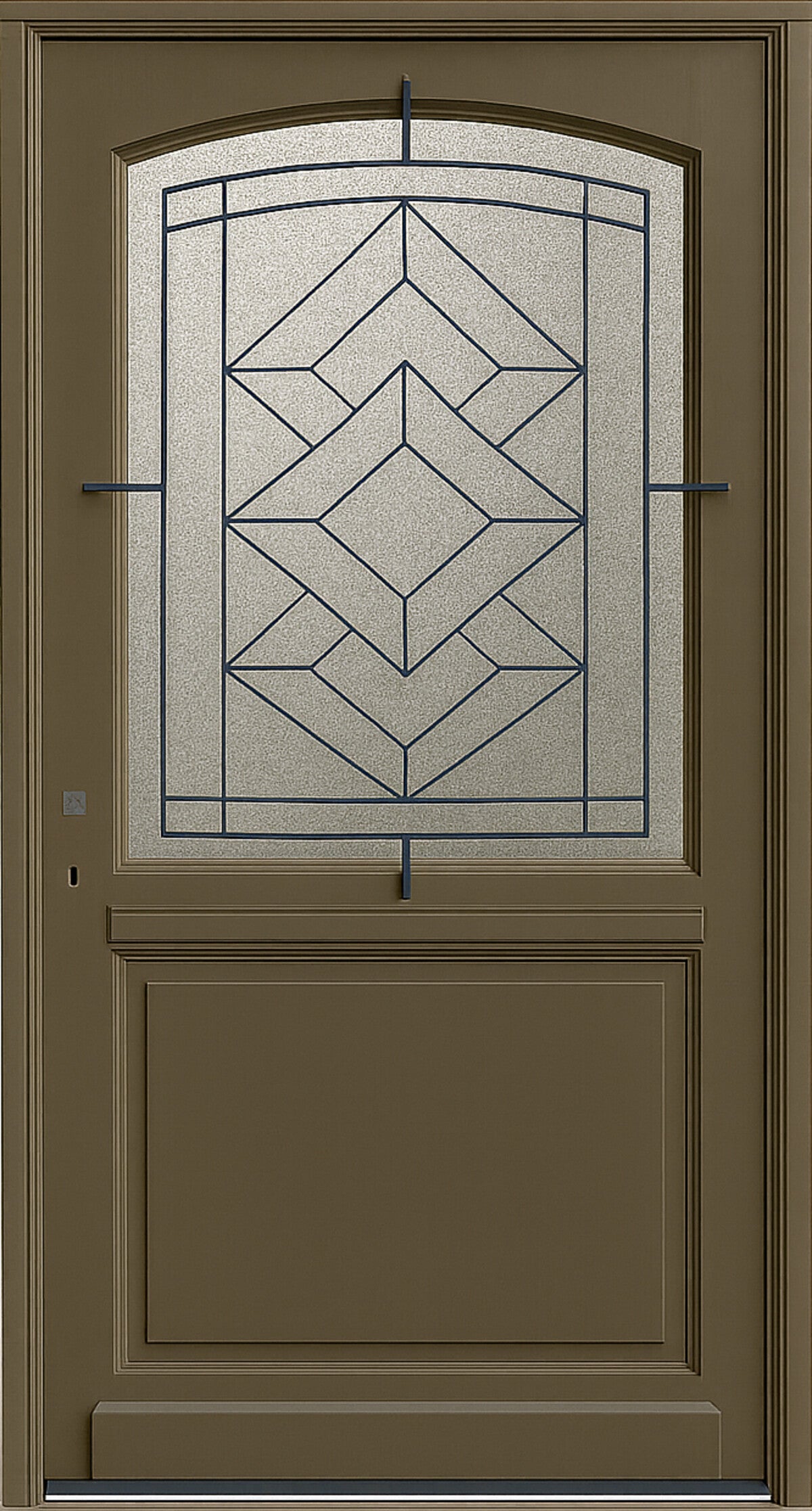 Porte D'entrée Bois Vitrée Elsie, Vert Gris Olive, H215 X L90 Cm Côte Tableau, P.droit Gd Menuiseries - 2