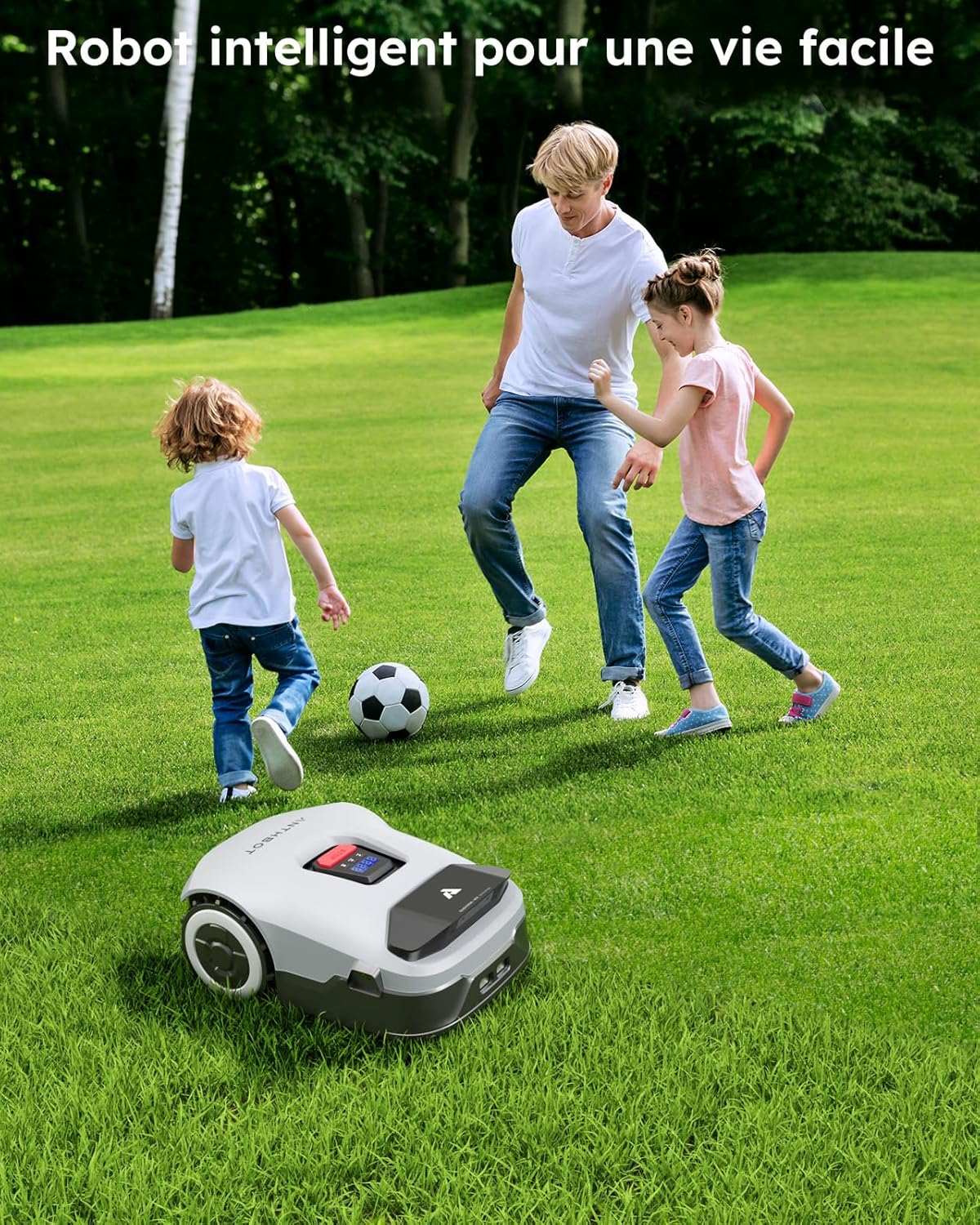 Tondeuse Robot sans Fil Périphérique,pour Pelouses Jusqu’à 1500m², RTK Full Band+Vision IA 4 Yeux,Cartographie Automatique,20 Zones,ANTHBOT Genie 800 - 8