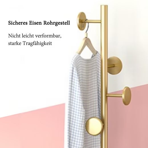 Porte-manteau en fer forgé avec socle en marbre — structure solide, design moderne, durable et peu encombrant, Or - 2