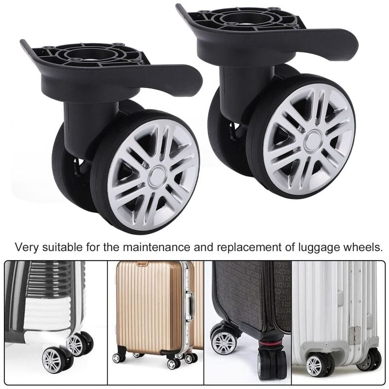 Roulette de valise, paire de roues pivotantes pour bagages Roulettes pivotantes pour valise Repalcement A19 Roues à double rangée muettes - 2