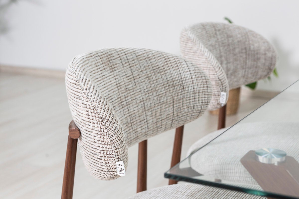 Paire de chaises rembourrées Moira en tissu avec pieds en métal effet bois - 4