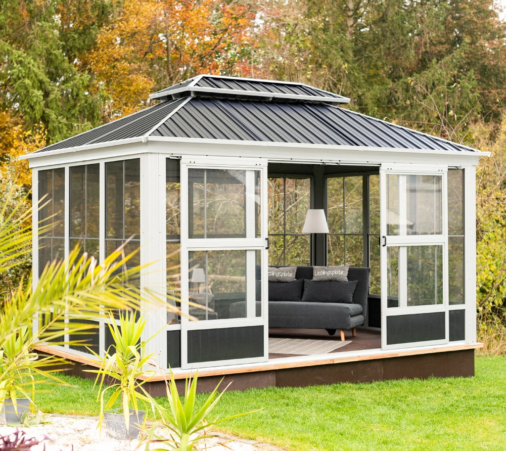 Sojag Pavillon en aluminium & Jardin d'hiver Olan 1014 | Blanc | 436x311x291 cm - 3