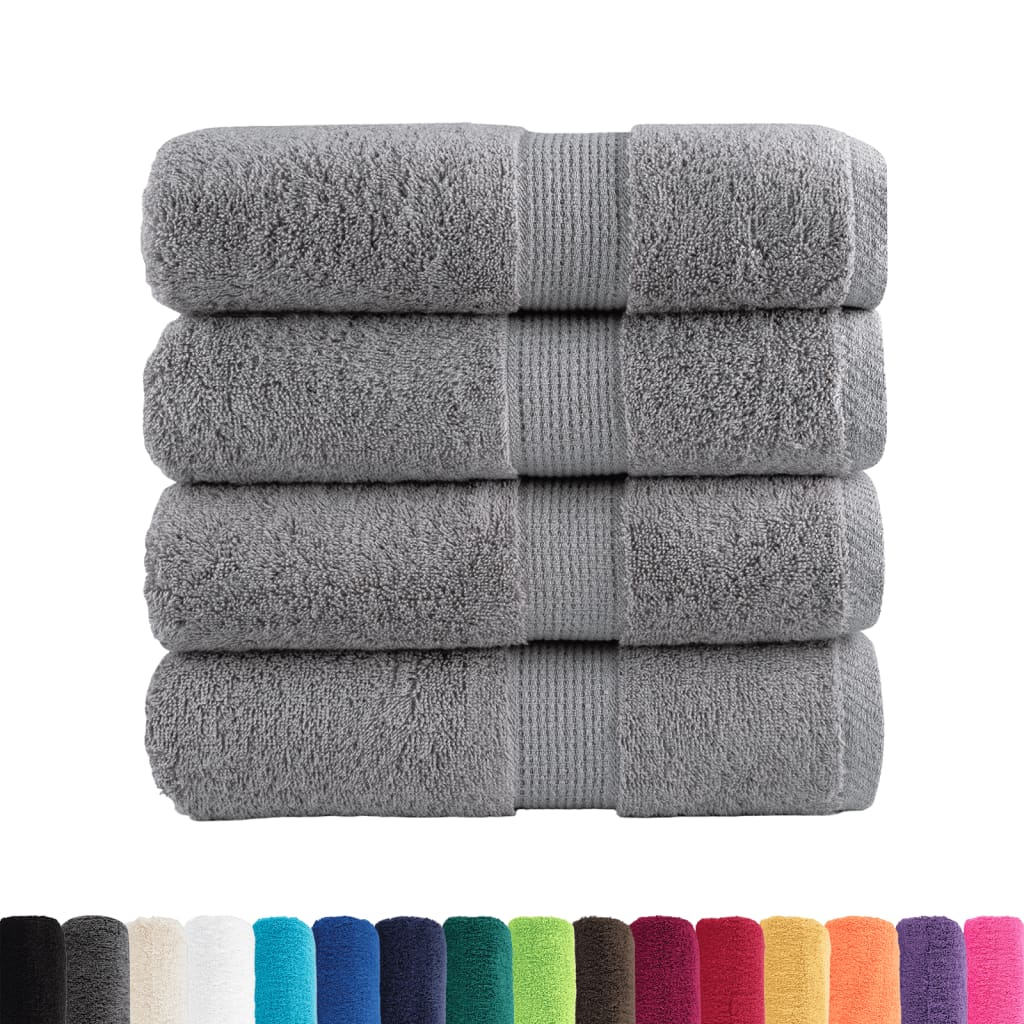 Serviettes De Bain VidaXL - Lot De 4, 100x200cm, 600g/m², Coton OEKO-TEX, Noir, Ultra Absorbantes