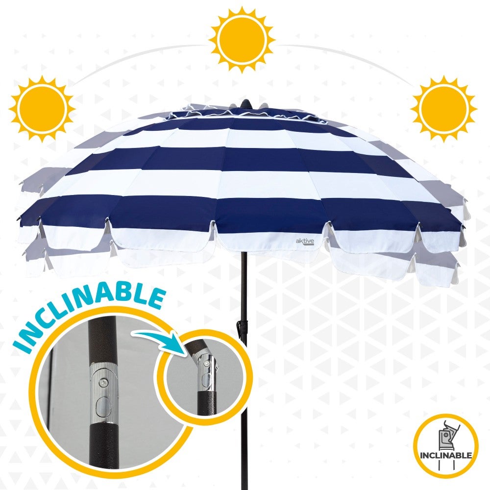 Guarda-sol à prova de vento Ø240 cm com vara basculante e proteção UV50 Aktive - 6