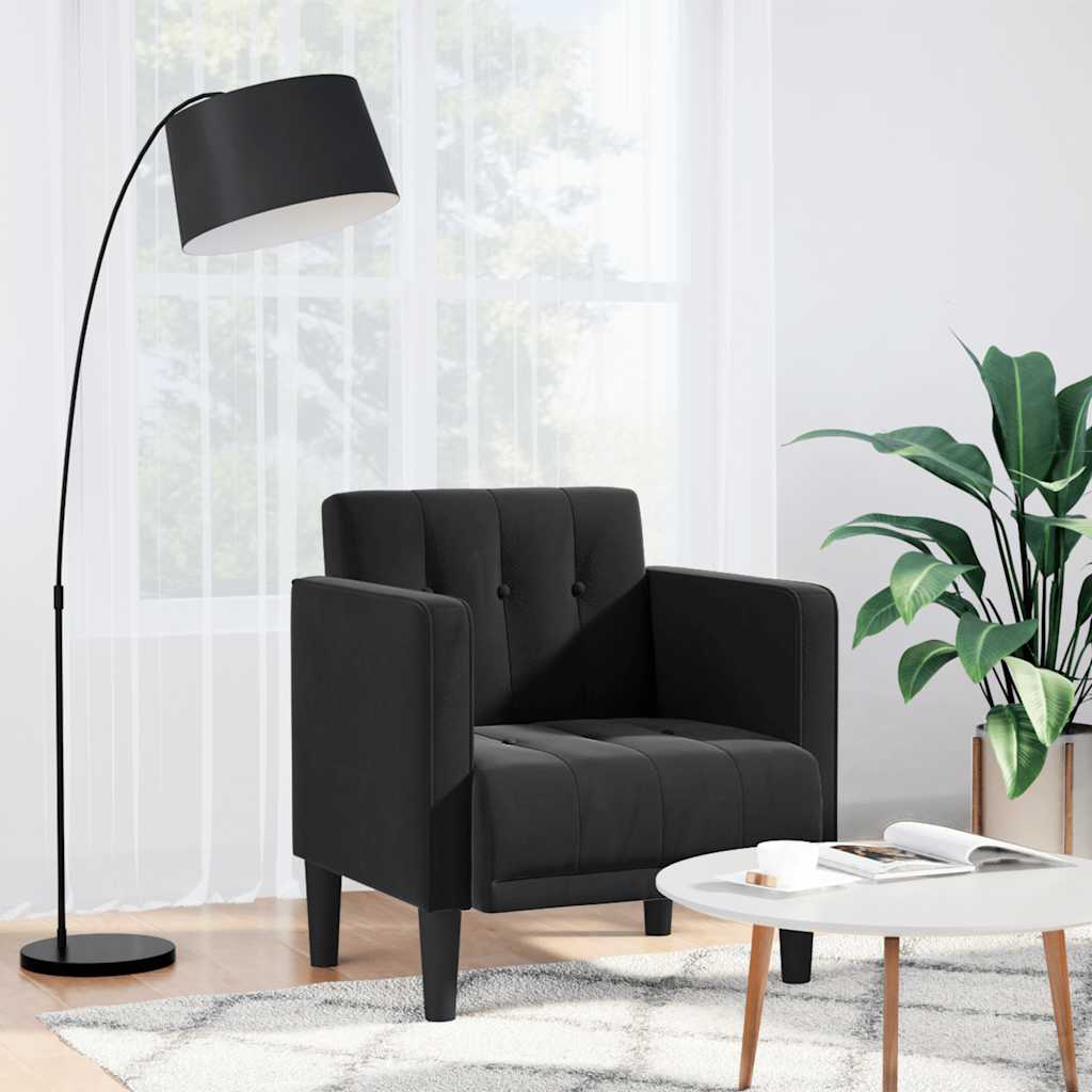 Sofa Fotel z Podłokietnikami Czarny 53 cm Aksamit