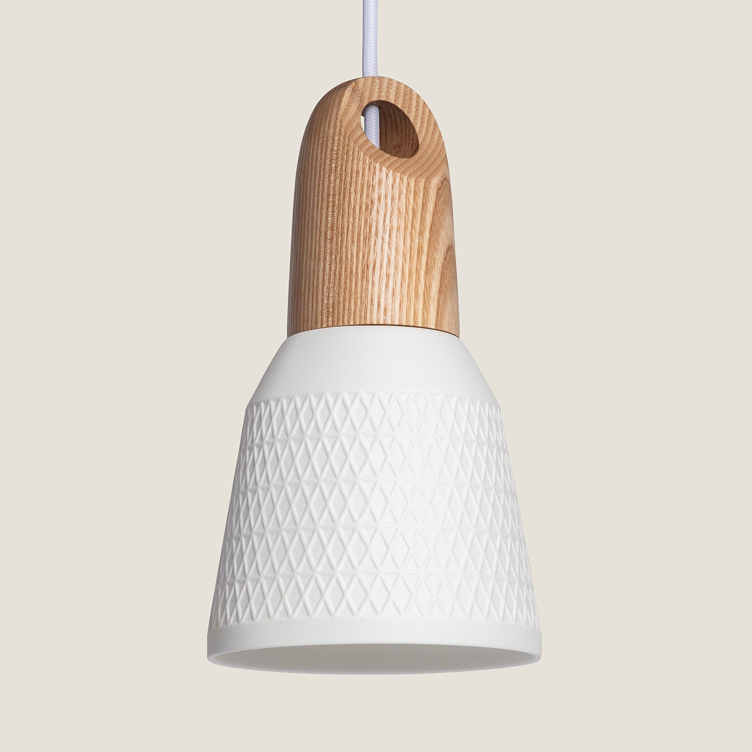 Ledkia - Lámpara Colgante Cerámica y Madera Retilles, Blanco, Cerámica ...