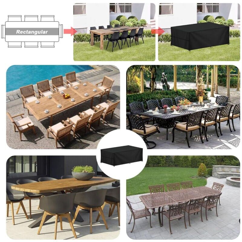 Housse Salon de Jardin 210x110x70cm Housse de Protection pour Meubles de Jardin, 210D Oxford Tissu Housse Table de Jardin Imperméable Bache Salon - 4