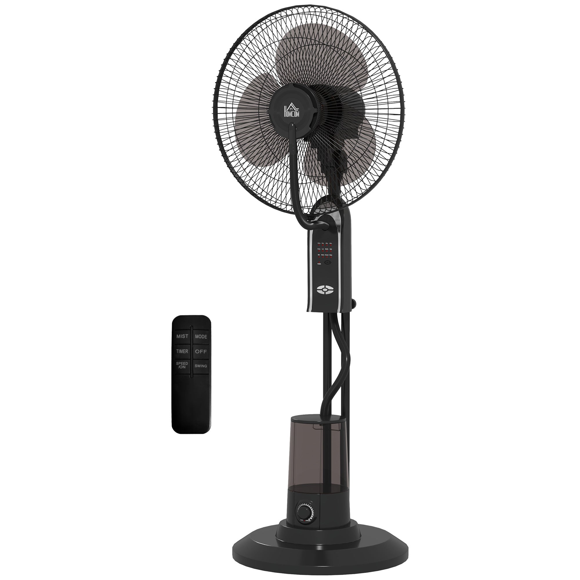 Ventilateur à refroidissement par eau avec humidificateur, inclinable à 10°, oscillant à 70°, 3 vitesses, 75 W, noir - 2