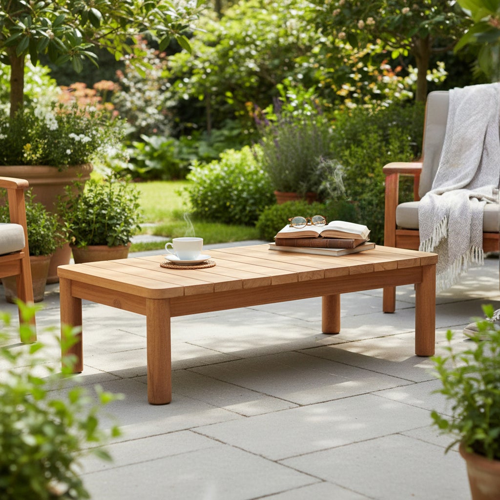 Table basse de jardin rectangulaire en Teck Marron - 8