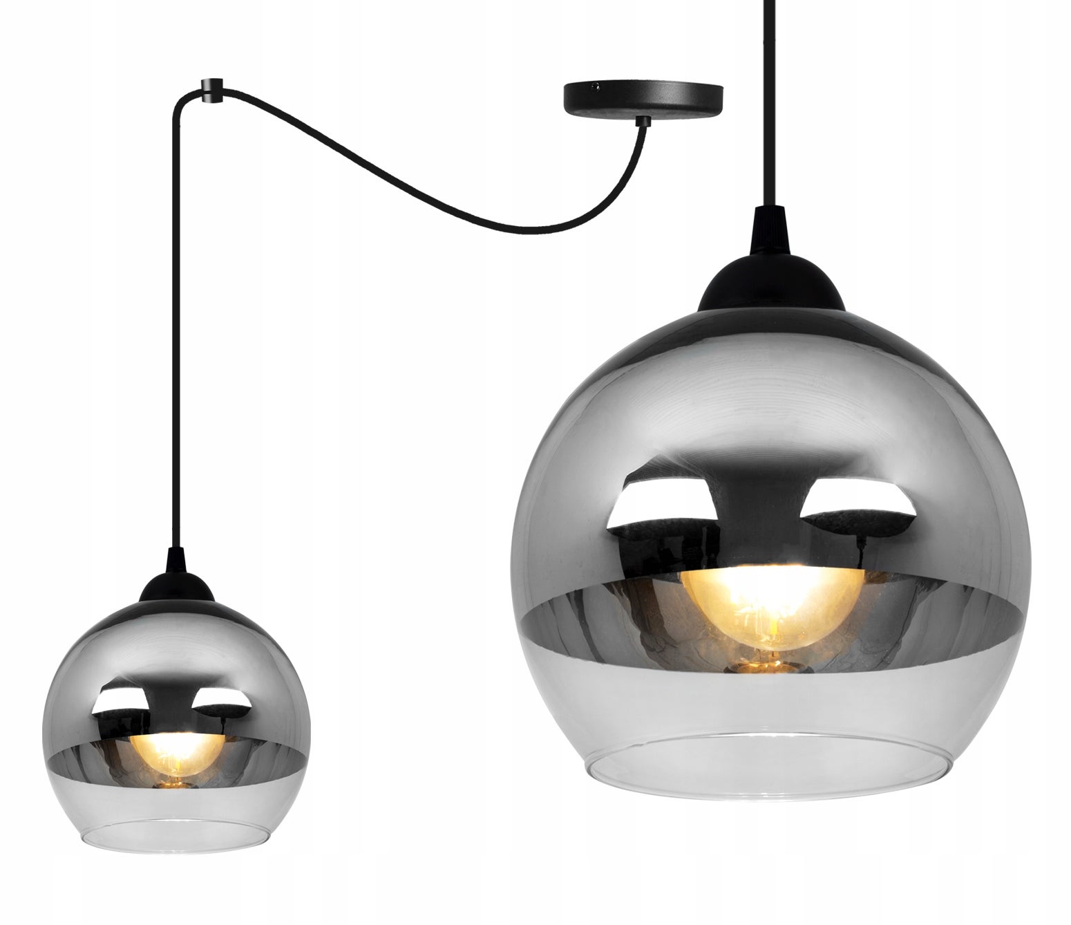 Lampa sufitowa wisząca Spider Bergen classy 1xE27 abażur kulisty srebrny Light Home LH