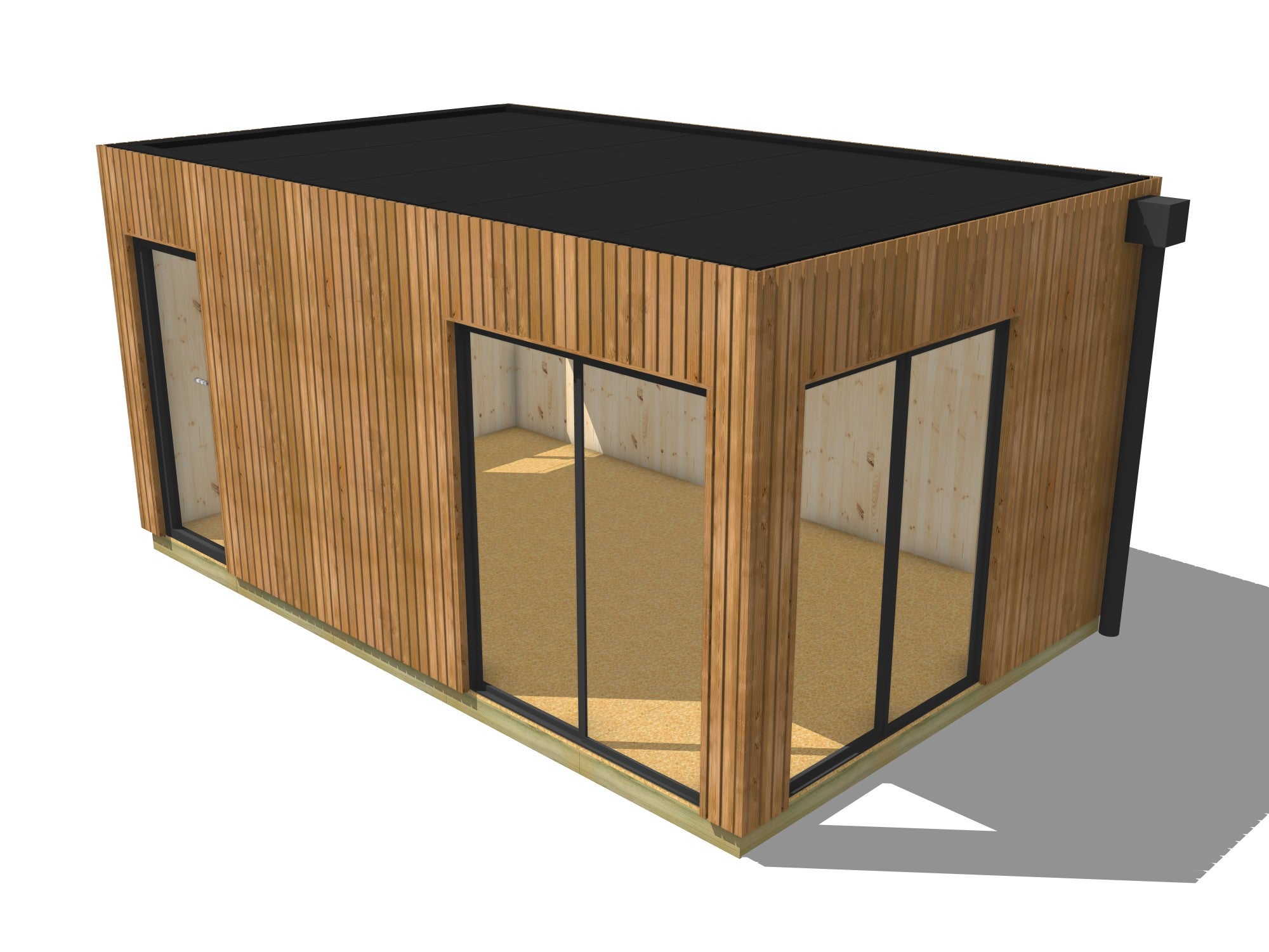 Studio de jardin ossature bois en bois 5,5 x 3,5 x 2,7 m avec plancher isolé / menuiseries alu k-line - 2
