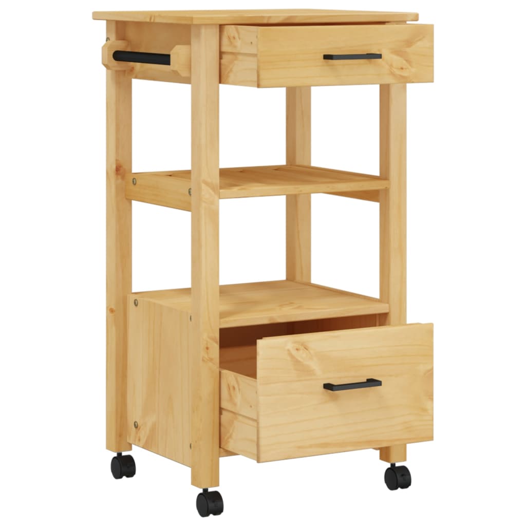 Chariot de cuisine | Chariot de Service | Desserte Cuisine MONZA 48x40x90 cm bois massif de pin CFW38288 - 4