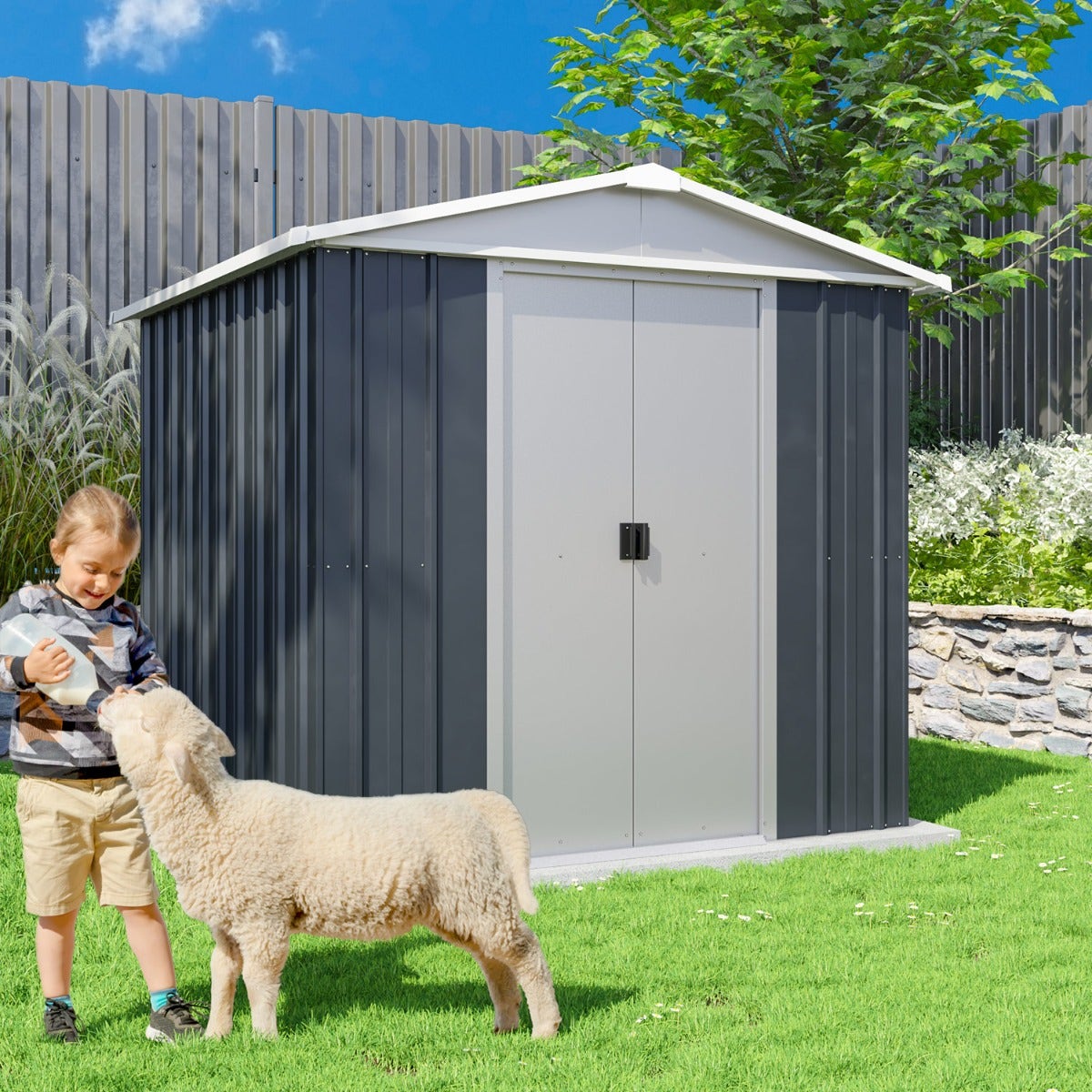 Abri de jardin métal anthracite Yardmaster 2,3 m² + kit d'ancrage - 2