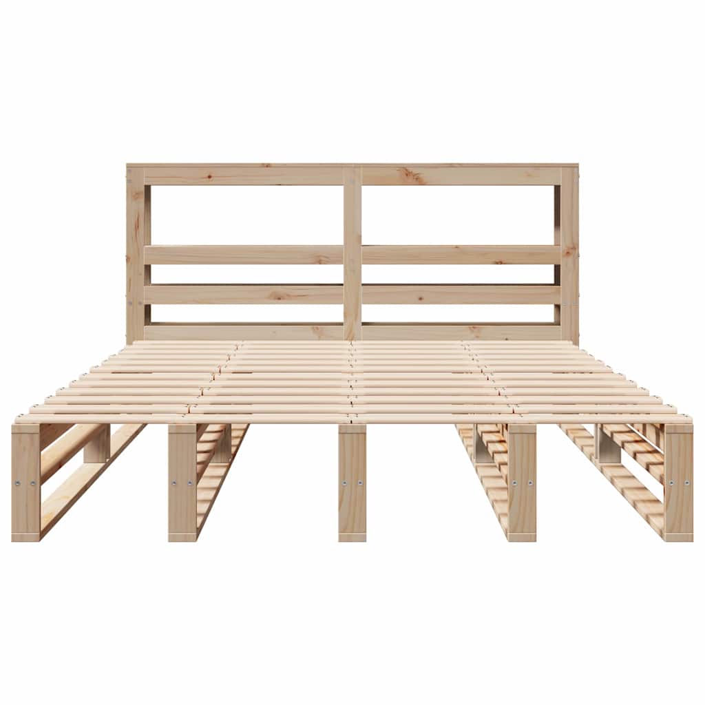 Cadre de lit sans matelas 160 x 200 cm bois massif de pin - 4
