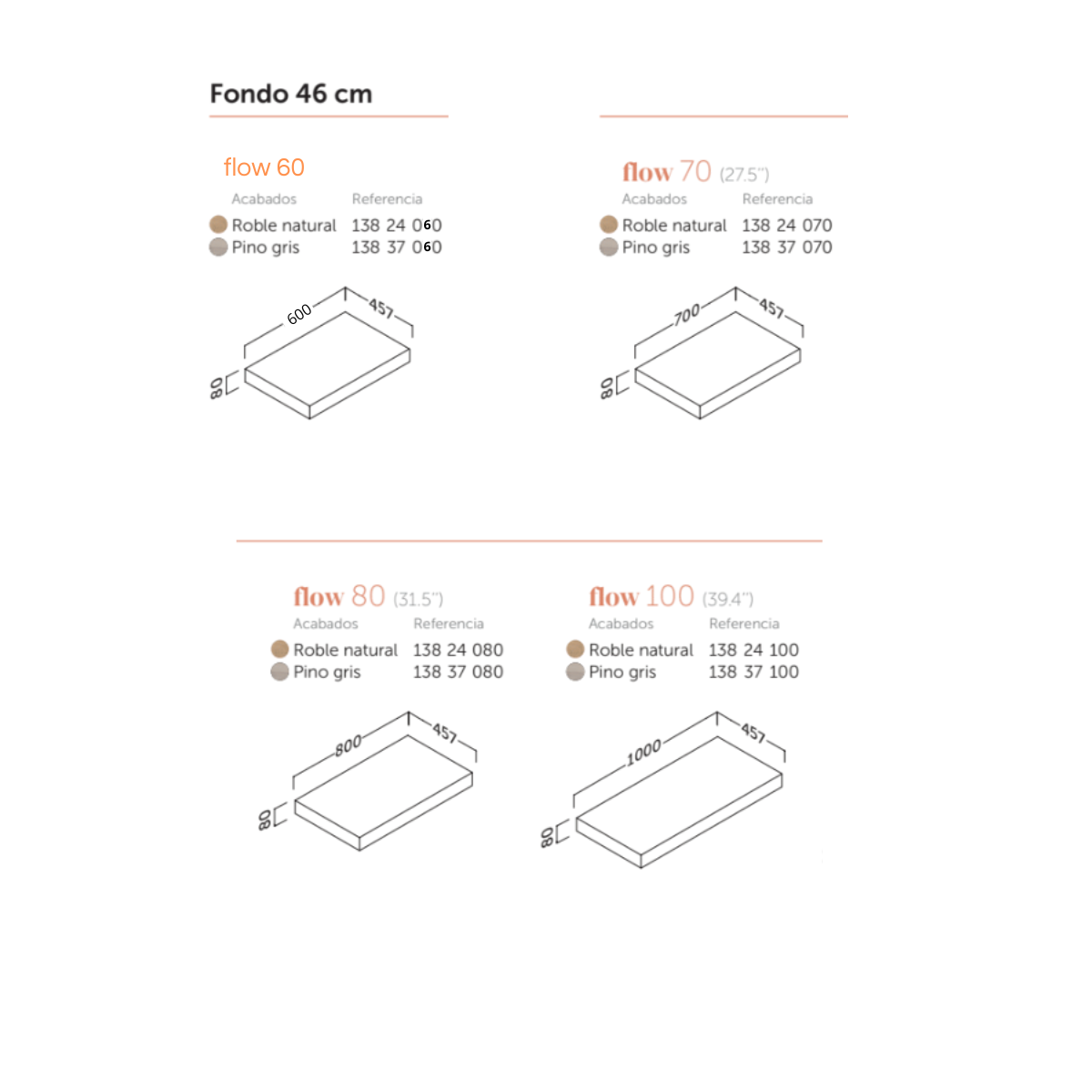 Mobili da bagno montati a muro con piano di lavoro in legno | 60cm | con cassetto a telaio nero e mensola inferiore | Quercia naturale - 3