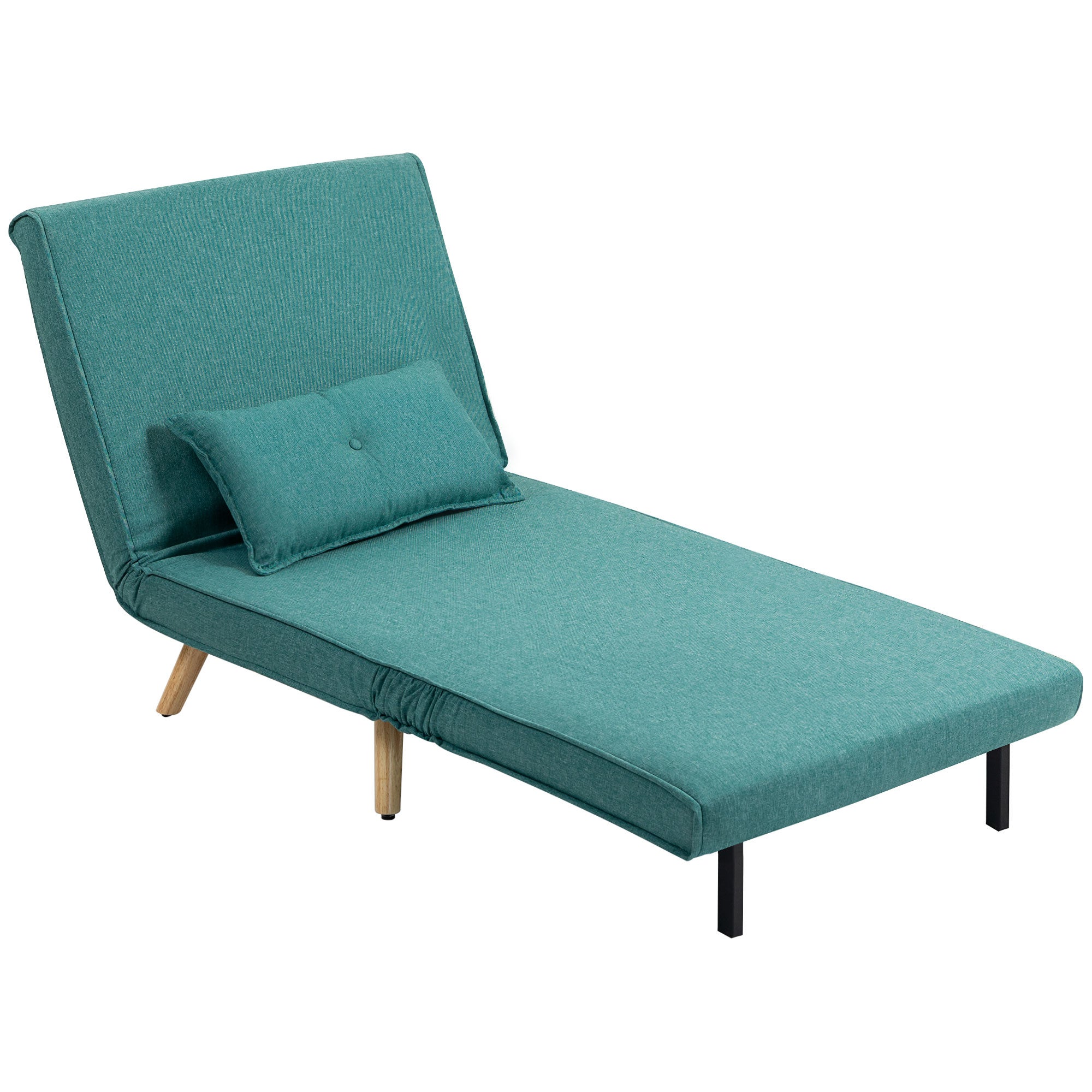 Fauteuil Chauffeuse Canapé-lit Convertible 1 Place - Coussin Inclus Style Scandinave Tissu Gris Clair